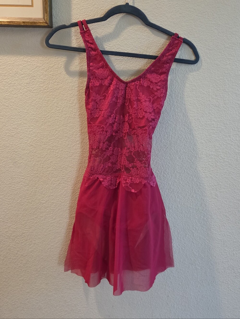 Weissman XSA, Red,lace Leotard Dress